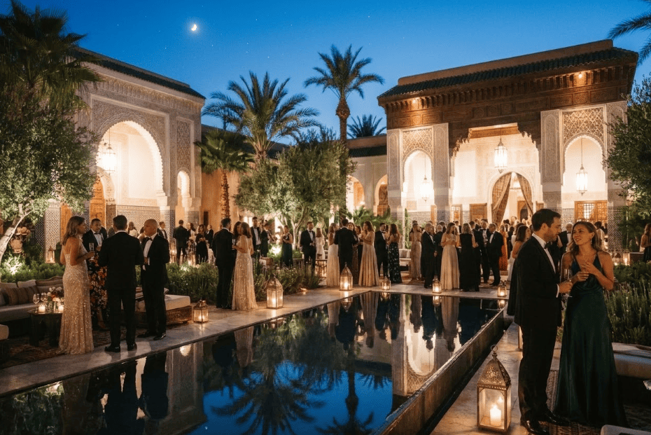 Réception privée élégante dans un palais marocain