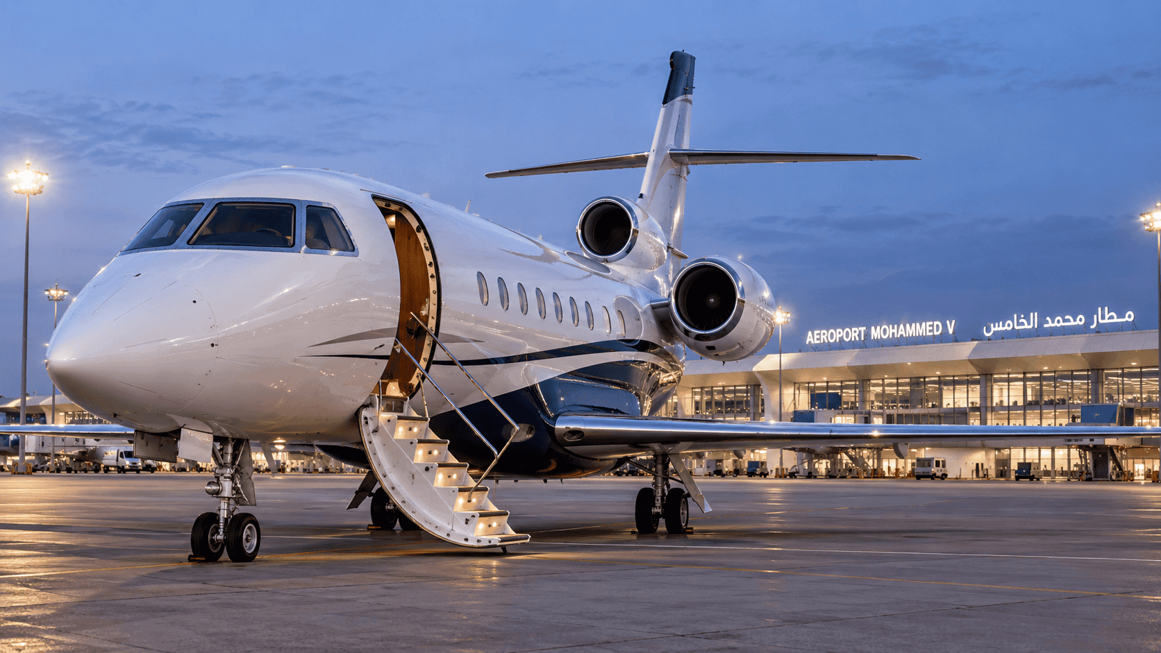 Jet privé prêt au départ dans un aéroport